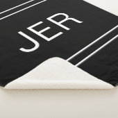 Moderne Initialen zwart-wit met monogrammen Sherpa Deken (3/4)
