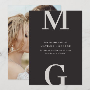 Moderne initiële grafische typografie foto bruilof save the date