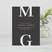 Moderne initiële grafische typografie foto bruilof save the date (Staand voorkant)