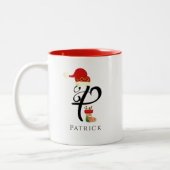Moderne initiële typografie naam letter P Kerstmis Tweekleurige Koffiemok (Links)