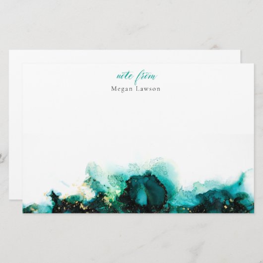 Moderne inkt groen - een notitie van ontwerp briefpapier (Voorkant / Achterkant)