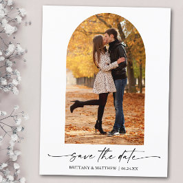 Moderne inkt Script Photo Arch Save the Date Briefkaart