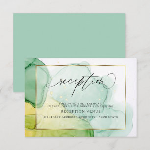 Moderne inkt Vibrant Greens and Golds Reception Kaart