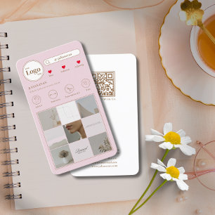 Moderne Instagram Fotocollage Roze Zakkaartje Visitekaartje