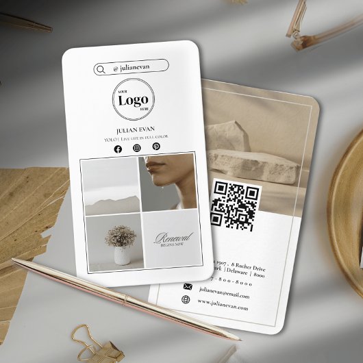 Moderne Instagram fotocollage tweezijdig Visitekaartje