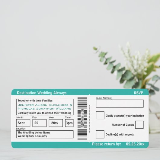 Moderne instapkaarten bestemming bruiloft uitnodig kaart (Staand voorkant)
