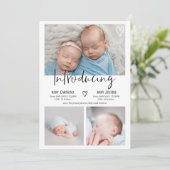 Moderne introductie script 3 foto baby tweeling ge aankondiging (Staand voorkant)