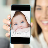 Moderne introductie van foto-collage geboorte aankondiging