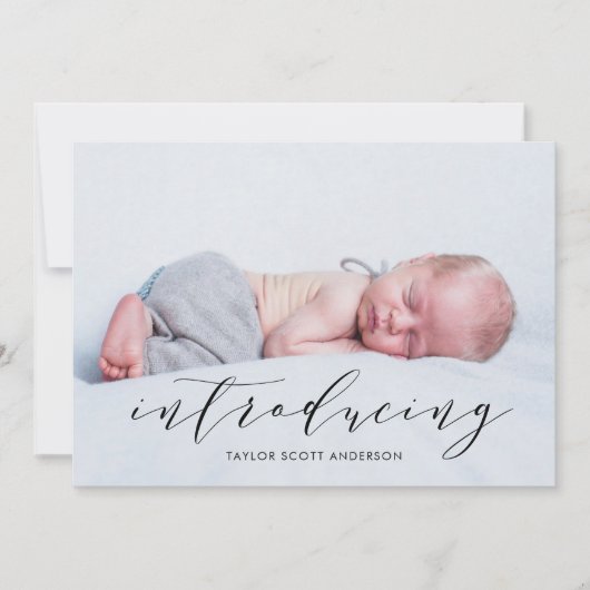 Moderne Introduire Baby Script Faire-part de naiss (Devant)