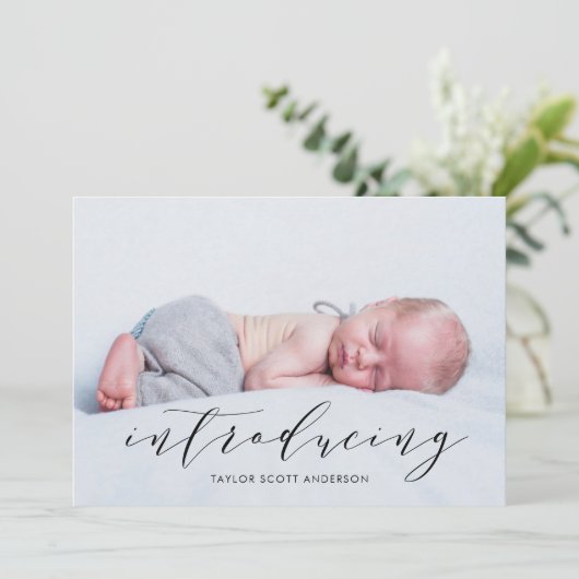 Moderne Introduire Baby Script Faire-part de naiss (Debout devant)