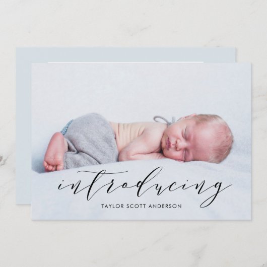 Moderne Introduire Baby Script Faire-part de naiss (Devant / Derrière)