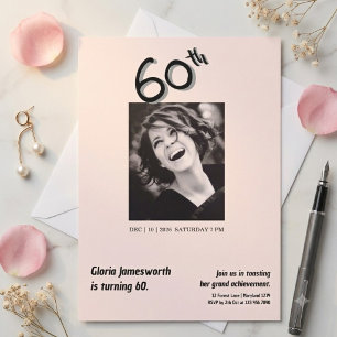 Moderne Invitation Anniversaire 60 Ans Rose Clair