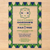 Moderne Invitation Anniversaire Golf Motif Argyle (Recto)