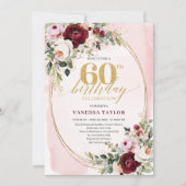 Moderne Invitation Boho Bourgeon Floral 60e Annive (Devant)