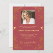 Moderne Invitation d'anniversaire Rouge Or 50 Fabu (Dos)
