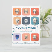 Moderne Invitation de fête d'Halloween Chic Crâne (Debout devant)