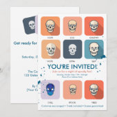 Moderne Invitation de fête d'Halloween Chic Crâne (Devant / Derrière)