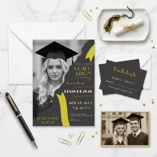 🎓 Moderne invitation de fin d'études au lycée noi