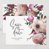 Moderne invitation de mariage florale photographiq (Devant / Derrière)