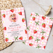 Moderne Invitation de Premier Anniversaire Rose Gi