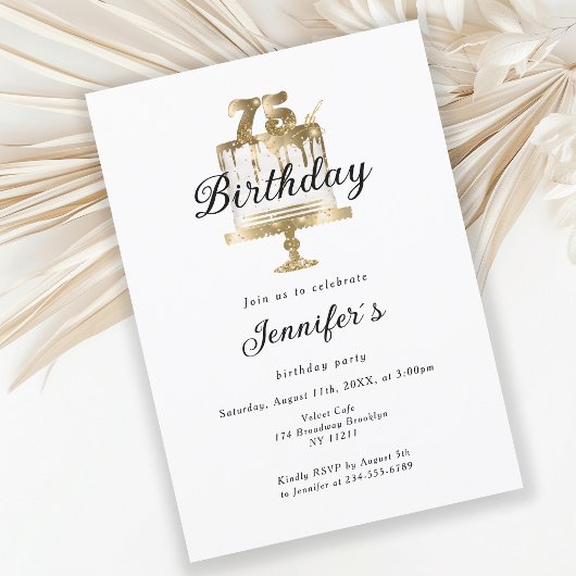 Moderne invitation élégante pour 75 ans