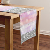 Moderne Iridescent & Silver Glitter Strokes Stripe Medium Tafelloper (Voorbeeld)