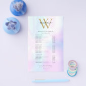 Moderne Iridiserende Monogram Salon Service Menu (Enkel)