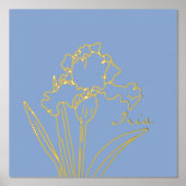 Moderne Iris bloemenveer bloemschets Folie Afdrukken (Voorkant)