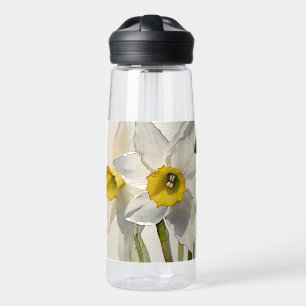 Moderne Iris Watercolor Bloemen Waterfles