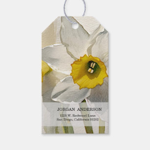 Moderne Iris Waterverf Bloemen Cadeaulabel