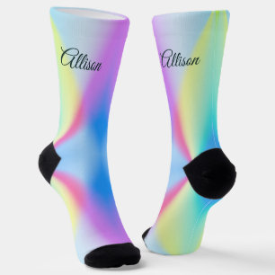 Moderne iriserende pastel regenboogkleurig sokken