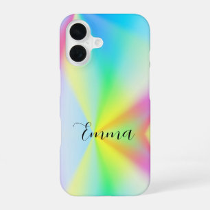 Moderne iriserende pastel regenboogkleurige, op ma iPhone 16 hoesje