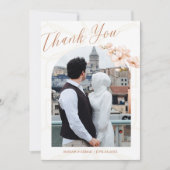 Moderne Islamitische Boho Terracotta Floral Nikah  Bedankkaart (Voorkant)