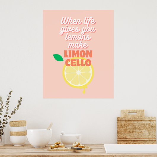 Moderne Italiaanse Lemon Limoncello Keukenbar Poster (Keuken)
