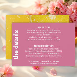 Moderne Italiaanse zomer bruiloft details Informatiekaartje