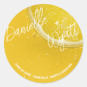 Moderne Italiaanse zomer bruiloft Ronde Sticker (Voorkant)