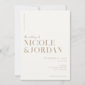 Moderne ivoire Tan Simple Chic Faire-part de maria (Devant)