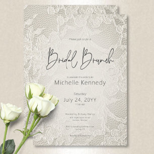Moderne Ivoor Bridal Lace Bridal Brunch Kaart
