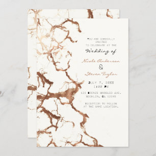 Moderne ivoor Cream Bronze Rust Marble Wedding Kaart