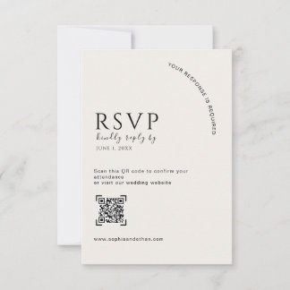 Moderne Ivoor Editoriale QR Code Huwelijks RSVP Kaartje