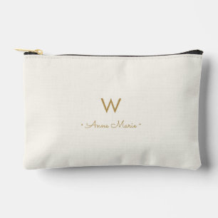 Moderne Ivoor Gouden Script Monogram Etui