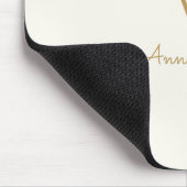 Moderne Ivoor Gouden Script Monogram Muismat (Hoek)