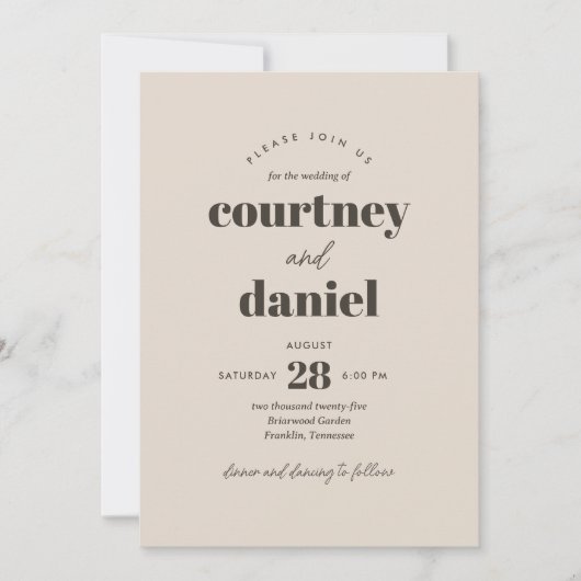 Moderne Ivoor Neutrale Trendy Mix Match Bruiloft Kaart (Voorkant)