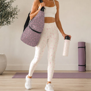 Moderne Ivoor Waterverf Roze Letter Patroon Leggings