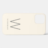 Moderne ivoorgrijze minimalistische monogram Case-Mate iPhone case (Achterkant (horizontaal))