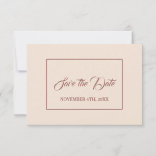 Moderne Ivoorkleurige Donkerperzik Handgeschreven  Save The Date