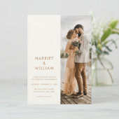 Moderne Ivory Tan minimalistische bruiloft Kaart (Staand voorkant)