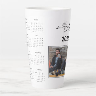 Moderne Jaar 2026 Fotokalender met Foliage Latte Mok