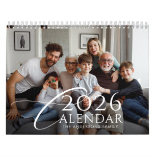 Moderne Jaaroverzicht Aangepaste Familie Foto 2026 Kalender