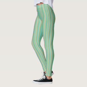 Moderne Jade Groen Gestreepte Patroon Leggings